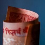 20 Indian rupee with blue background